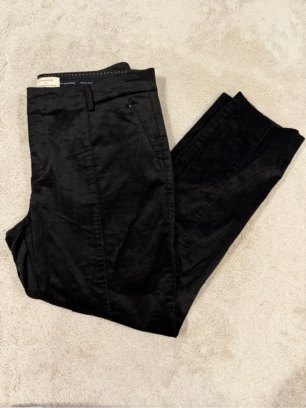 anthropologie the essential slim black velvet pants size 10